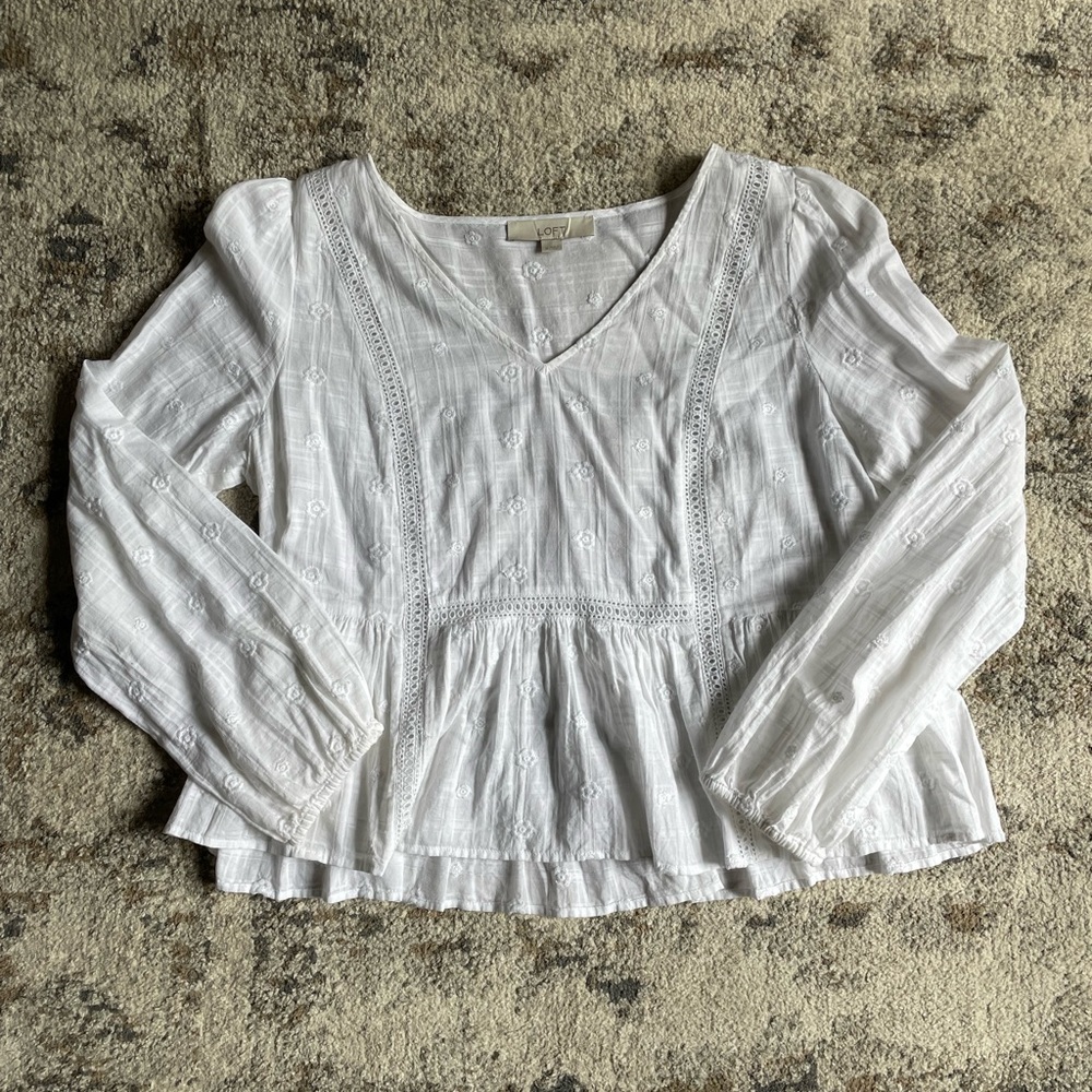 Loft Floral White Blouse